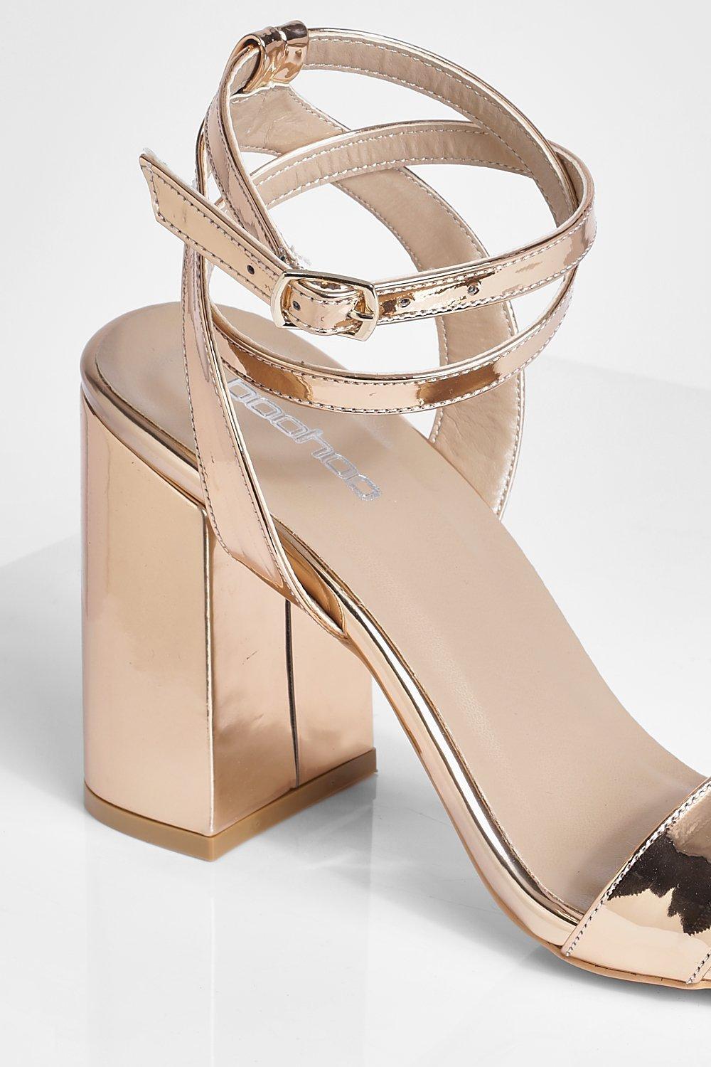 Rose gold wide store fit block heels